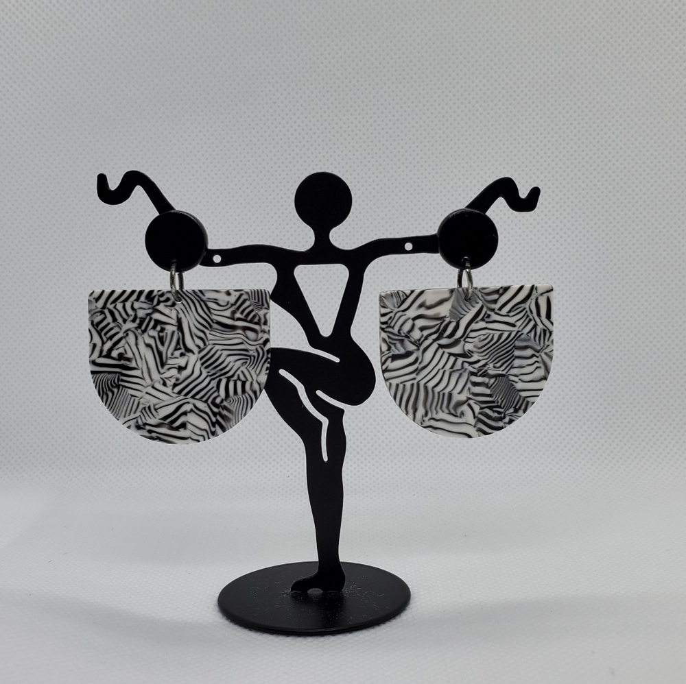 Acrylic Black and White Earrings